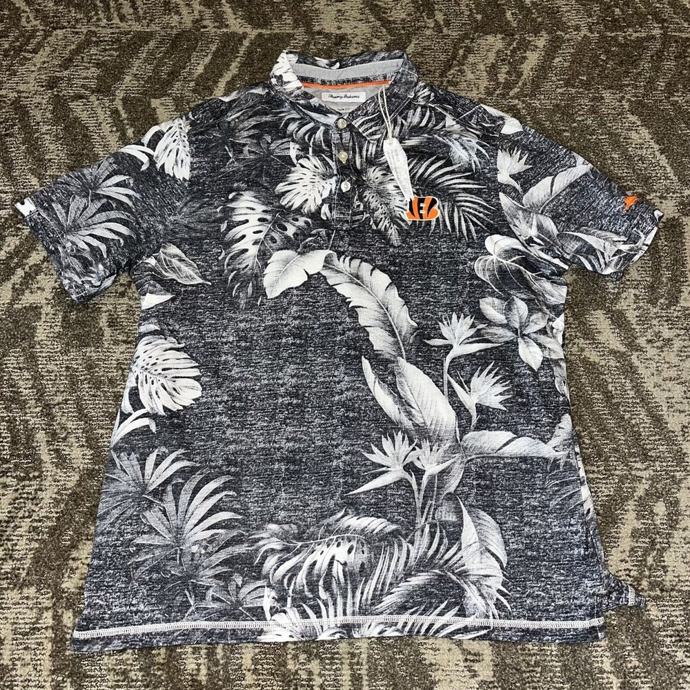 NWT Tommy Bahama x NFL Cincinnati Bengals Tropical Floral Polo Shirt Medium Pima